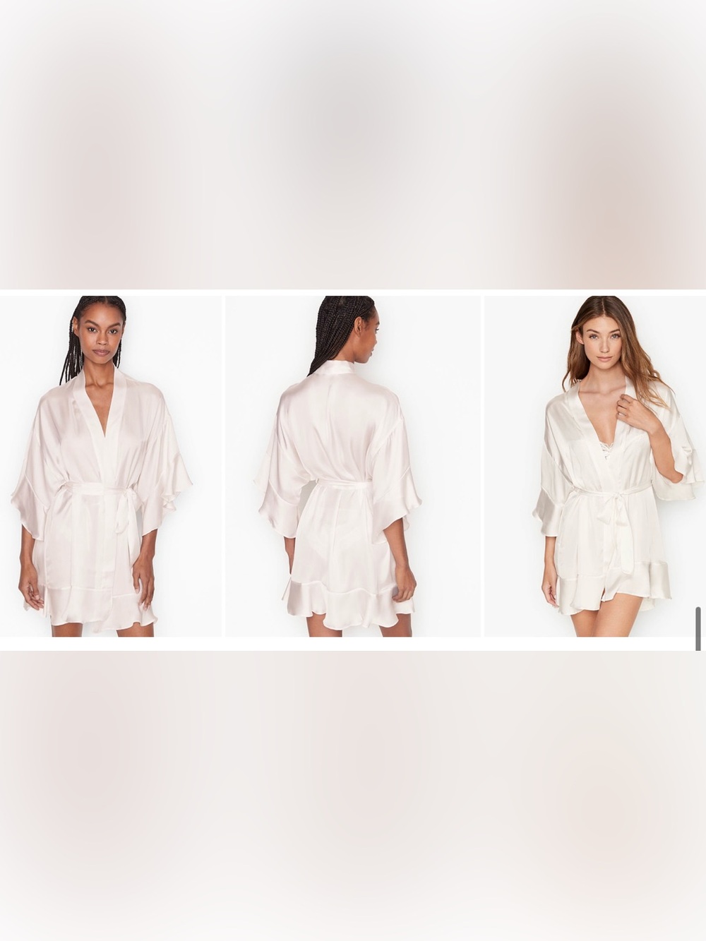 Victoria’s Secret Silky Short Robe with Tie • White M/L